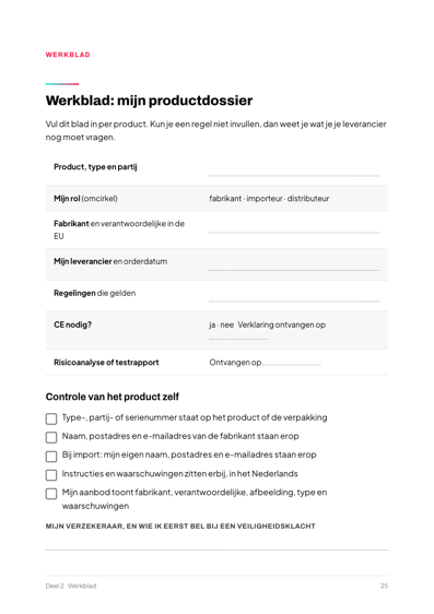 Pagina uit het boek: Werkblad: mijn productdossier